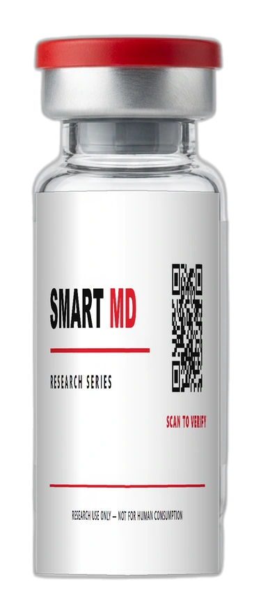SMART MD Research Series vial — the QR on every label opens that lot's certificate